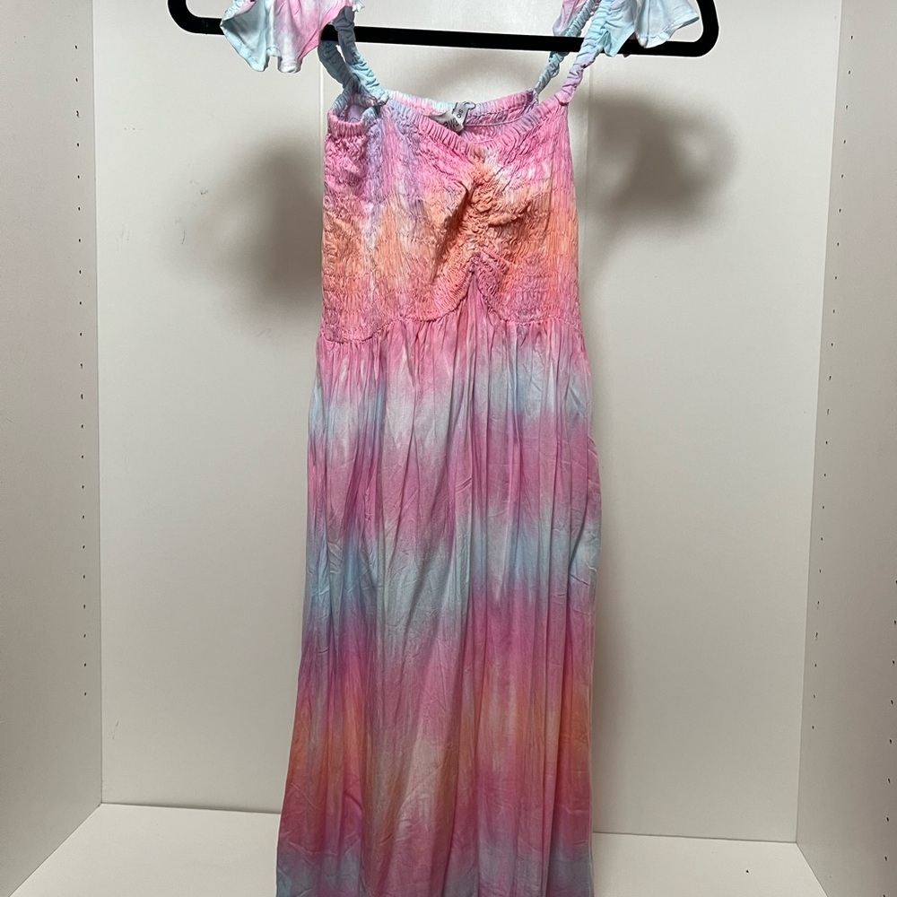 Tiare Hawaii Pink and Blue Ruched Sundress